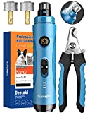 DEELOKI Dog Nail Grinder with LED Light Upgraded 2 Speeds Painless Pet Dog Nail Trimmers and Clipper Super Quiet Best Cat Dog Nail Clippers Kit for Large Small Dogs Pets Cats Breed Paws Quick Grooming