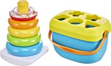 Fisher-Price Baby Toy Gift Set with Rock-a-Stack Ring Stacking Toy and Baby’s First Blocks Set, Frustration-Free Packaging