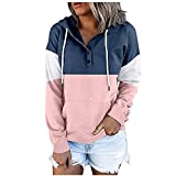 Womens Casual Hoodies Pullover Tops Drawstring Long Sleeve Button Down Sweatshirts 2022 Fall Clothes With Pocket