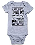 Loveternal I’m Proof Daddy Doesn’t Play Video Games Onesie Baby Boys Romper Newborn Summer Outfits Jumpsuits for 3-6 Months Onsies Baby Boy Soft Cotton Aunt Onsies Baby Clothes Pregnancy Gift