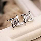 Sperrins Sterling Silver Stud Earrings, Square Cubic Zirconia Stud Earring for Women Girls Men Gift