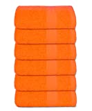 GLAMBURG Ultra Soft 6-Piece Hand Towel Set 16×28 – 100% Ringspun Cotton – Durable & Highly Absorbent Hand Towels – Ideal for use in Bathroom, Kitchen, Gym, Spa & General Cleaning – Orange