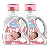 Dreft Stage 1: Newborn Hypoallergenic Baby Laundry Detergent Liquid Soap (HE), Natural for Baby, Newborn, or Infant, 46 Fl Oz, 32 count (Pack of 2)