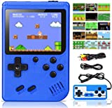 DEIKAL Handheld Game Console, Retro Game Console with 400 Classic FC Games 3 Inch Screen 1020mAh Rechargeable Battery Portable Game Console Support TV Connection & 2 Players for Kids Adults (Blue)