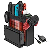 Charging Dock Compatible with Joy Cons Switch, for Pro Controller and for Poke Ball Plus Controller, Multifunctional Storage Rack Stand Kit for Nintendo Switch and Switch Accessories