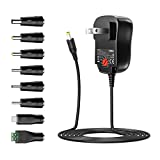 Belker Universal AC/DC Adapter Multi-Voltage Regulated Switching Power Supply with 9 Selectable Adapter Plugs for 3V 4.5V 5V 6V 7.5V 9V 12V Household Electronics – 2Amps Max