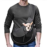 YUDODO Reflective Pet Dog Sling Carrier Breathable Mesh Travel Safe Sling Bag Carrier for Dogs Cats (M up to 10lbs Black)