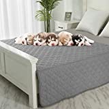 Dog Blankets for Couch Protection Waterproof Dog Bed Covers Pet Blanket Furniture Protector (Grey+Dark Grey, 52″x82″)