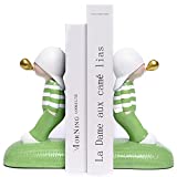 Kakizzy Resin Boy Blowing Bubble Book End, Green and White Kids Room Bookends for Home Office Decor(A-Boy Green)