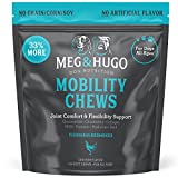 Meg & Hugo Hip & Joint Supplement for Dogs, 33% More 120 Soft Chews with Glucosamine, Chondroitin, Collagen, MSM, Turmeric, Hyaluronic Acid, Flaxseed, Vitamin C & E, Mobility Chews, Vet Recommended