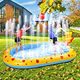 Ankuka Inflatable Sprinkler Pool Swimming Kiddie Pool Outdoor Backyard Water Play Splash Pad Wading Pool Summer Fun Toys for Kids Children Dogs(67”X41”)