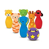 Melissa & Doug K’s Kids Bowling Friends Play Set and Game With 6 Pins and Convenient Carrying Case – Indoor Outdoor Bowling Set, Soft Plastic Animal Bowling Pins, Toddler Bowling For Ages 2+