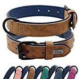 Didog Soft Padded Leather Dog Collar, Breathable Heavy Duty Dog Collar Leather with Adjustable Rust-Proof Metal Buckle for Small Medium Large Dogs, Brown, M