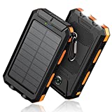 Solar-Charger-Power-Bank – 36800mAh Portable Charger,QC3.0 Fast Charger Dual USB Port Built-in Led Flashlight and Compass for All Cell Phone and Electronic Devices(Orange)