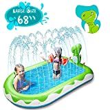 X TOYZ Inflatable Sprinkler Pool for Kids Large 68″, 3 in 1 Dinosaur Splash Water Playing Pad Kiddie Pool, Spray Pad Swimming Pool, Summer Water Toys for Outdoor Backyard for 3+ Years