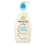 Aveeno Baby Daily Moisture Gentle Body Wash & Shampoo with Oat Extract, 2-in-1 Baby Bath Wash & Hair Shampoo, Tear- & Paraben-Free for Hair & Sensitive Skin, Lightly Scented, 18 fl. oz