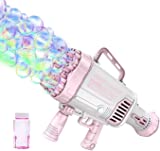 JoyPlanet Giant Bubble Gun Blaster Rocket 52-Hole Bubble Maker for TIK Tok Kids Boys Girls Adults Outdoor Party Wedding Gifts Age 3 4 7 8(Pink)