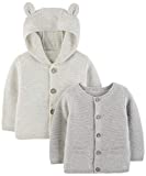 Simple Joys by Carter’s Unisex Babies’ Knit Cardigan Sweaters, Pack of 2, Grey, 0-3 Months