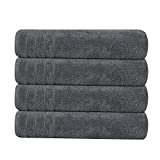 Tens Towels Large Bath Towels, 100% Cotton Towels, 30 x 60 Inches, Extra Large Bath Towels, Lighter Weight & Super Absorbent, Quick Dry, Perfect Bathroom Towels for Daily Use (Pack of 4) (Dark Grey)