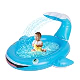 Inflatable Kiddie Pool Sprinkler Splash Pad for Kids Toddlers Outside Children Inflatable Whale Baby Wading Pool Outdoor Swimming Pool Summer Water Toys for Boys Girls Yard Garden