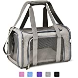 Henkelion Cat Carriers Dog Carrier Pet Carrier for Small Medium Cats Dogs Puppies up to 15 Lbs, TSA Airline Approved Small Dog Carrier Soft Sided, Collapsible Travel Puppy Carrier – Grey