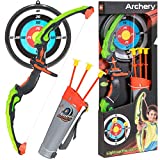 KiiToys Bow & Arrow Toy Set for Kids, Archery Bow 32″ Long, Suction Arrow 22″, Pretend Play, Soft Power Safe Children Game Set,Silver,Kii-Archery-K35881C