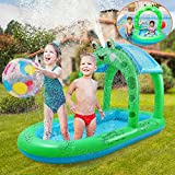 Kiddie Pool Splash Pad Kids Sprinkler – Frog Pool Float, 4 in 1 Inflatable Sprinkler for Kids Outdoor Toys, Kids Wading Pool, Kids Pool Travel Beach Pool Water Toys for Backyard Pool Summer Outdoor