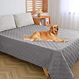 Waterproof Dog Bed Covers for Couch Protection Dog Pet Blanket Furniture Protector (82″X120″, Grey+Dark Grey)