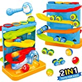 Toddler Toys, 2 in 1 Pound a Ball Toy & Car Ramp Race Track, Learning Active Early Developmental Toy, Fun Learning Toy, Montessori Fine Motor, Birthday Gift for Age 1 2 3 Years Old Kids Boys Girls