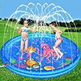 Hamsoo 68” Splash Pad Play Mat for Kids Age 3 4 5 6 7 8, Sprinkle & Splash Summer Toys for Toddlers Outdoor Swimming Baby Pool Inflatable Outside Water Toy for 3-12 Year Old Boys Girls