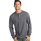 Hanes mens Beefy Long Sleeve Three-button Henley Shirt, Slate Heather, X-Large US