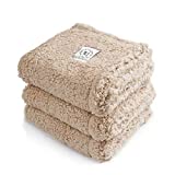 1 Pack 3 Calming Blankets Fluffy Premium Fleece Pet Blanket Soft Sherpa Throw for Dog Puppy Cat Beige Small (23×16”)