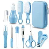 PandaEar Baby Healthcare and Grooming Kit, Baby Safety Set Baby Comb, Brush, Finger Toothbrush, Nail Clippers, Scissors, Nasal Aspirator, Baby Essentials Nursery Care Kit (Blue)