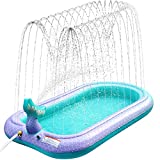 Sprinkler & Splash Pad for Kids, Large Outdoor Sprinklers Play Mat Summer Water Play Toys Inflatable Mermaid Sprinkler Pad, Fun Play Pool for Toddlers Babies Over 3 Years Boys Girls