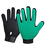 Pet Hair Remover Gloves, Enhance Pet Grooming Glove with 255 Tips, Deshedding Glove for Dog and Cat, 1 Pair Left & Right Gentle De-Shedding Glove Brush, Green