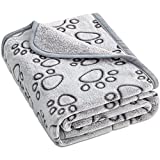 Stuffed Dog Blanket, Premium Soft Throw Flannel Fleece Blanket for Medium Small Dogs, Pet Puppy Blankets for Kitten Cat, Christmas Pet Gift Grey Cute Paw Print Blanket for Bed Cover, Couch, Crate