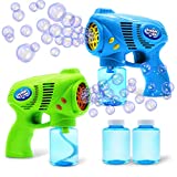 JOYIN 2 Bubble Guns with 2 Bottles Bubble Refill Solution (10 oz Total) for Kids, Bubble Blower for Bubble Blaster Party Favors, Summer Toy, Outdoors Activity, Easter, Birthday Gift