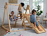 Avenlur Juniper Montessori Toddler Playset Indoor Playground Folding Gym, Interchangeable Baby/Toddler Swing 5 in 1 Multifunctional Foldable, Ladder Climber, Slide, Rock Climbing Kids Ages 1yr – 5yrs