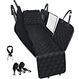 PETICON Dog Car Seat Cover for Back Seat, 100% Waterproof Car Seat Cover for Dogs with Mesh Window, Nonslip Backseat Dog Cover for Car, Scratchproof Dog Hammock for Cars, Trucks, SUVs, Jeeps, Black