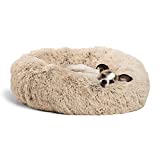 Best Friends by Sheri The Original Calming Donut Cat and Dog Bed in Shag Fur Taupe, Small 23×23