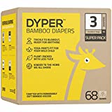 DYPER Viscose from Bamboo Baby Diapers Size 3 | Honest Ingredients | Cloth Alternative | Day & Overnight | Made with Plant-Based* Materials | Hypoallergenic for Sensitive Newborn Skin, Unscented 68Ct