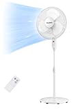 PELONIS Pedestal Fan,16” Pedestal Remote Control Oscillating Stand Up Fan 7-Hour Timer, 3-Speed, and Adjustable Height, Height Electric Cooling Fans for Home Office Bedroom Use