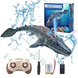 Remote Control Dinosaur Toys for Kids 3 4 5 6 7, Mosasaurus Diving Toys RC Boat with Light and Spray Water for Swimming Pool Lake Bathroom Ocean Protector Bath Toys