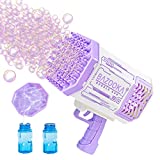 Bubble Machine Gun, Purple Bubble Gun with Lights/ Bubble Solution, 69 Holes Bubbles Machine for Adults Kids, Summer Toy Gift for Outdoor Indoor Birthday Wedding Party – Purple Bubble Makers