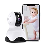 Baby Monitor with Camera and Audio, 1080P HD Night Vision Pet Camera with Motion Tracking and Sound Detect, 2.4G WiFi Indoor Security Camera with 2-Way Talk, Cloud & SD Card Storage, Works with Alexa