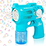 Bubble Gun for Kids, with 2 Bubble Refill Solutions and Musical Bubble Blower Toys, Bubble Machine, Fun Summer Outdoors/Indoor Toy, Birthday Party Gift for Age 5 6 7 8+ Years Old Toddlers Boy Girl