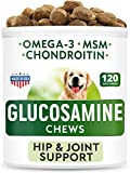 BARK&SPARK Glucosamine Dog Treats – Joint Pain Relief Supplement – Advanced Formula with Chondroitin, MSM, Omega-3 – Hip & Joint Care – Made in USA – Chicken Flavor – 120 Chews