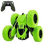 Threeking RC Cars Stunt car Remote Control Car Double Sided 360° Flips Rotating Outdoor Indoor car Toy Present Gift for Boys/Girls Ages 6+ Green