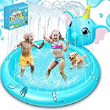 LUKAT Splash Pad Sprinkler for Kids, 3-in-1 Elephant Kiddle Inflatable Spray Pool for Kids Toddlers, 67” Outdoor Water Toys for 3-12 Year Old Girls Boys, Summer Play Mat Large Wading Swimming Pool