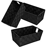 Homyfort Woven Shelf Storage Tote Basket Bins Container, Storage Boxes Cube Organizer with Built-in Handles for Bedroom, Office, Closet, Clothes, Kids Room, Nursery 3pk(Black)
